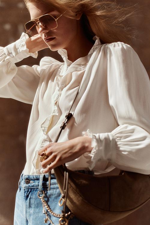 Oversized frill-trimmed blouse - white