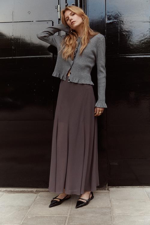 Flared maxi skirt - dark dusty purple 