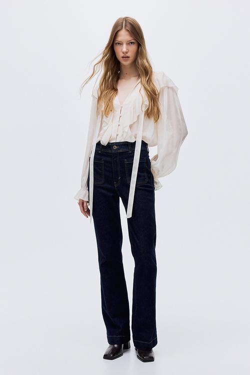 Flared high jeans -  dark denim blue