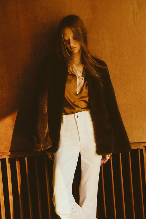 Flared high jeans - white