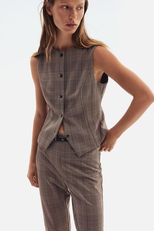 Fitted waistcoat - beige,brown