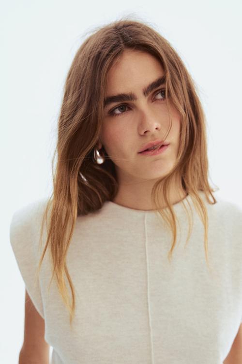 Knitted top - light beige marl 