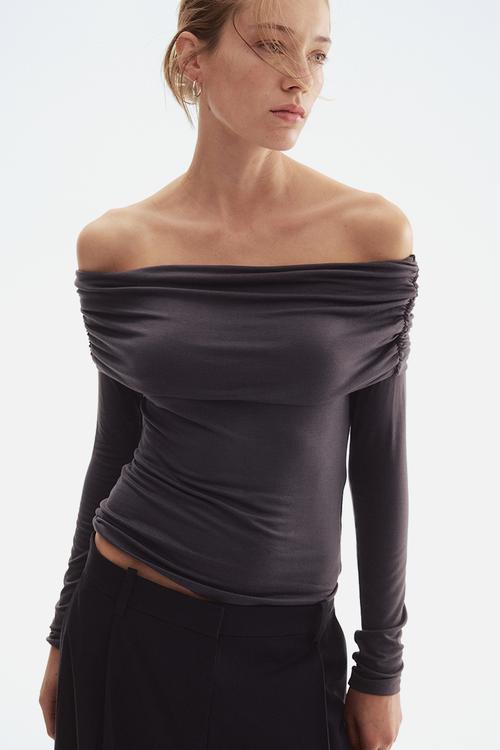 Off-the-shoulder top - dark grey