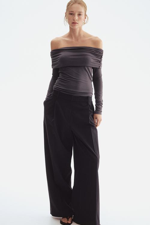 Off-the-shoulder top - dark grey
