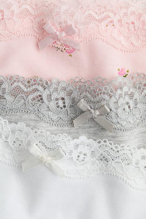 3-Pack lace-trimmed cotton briefs - light pink/floral 