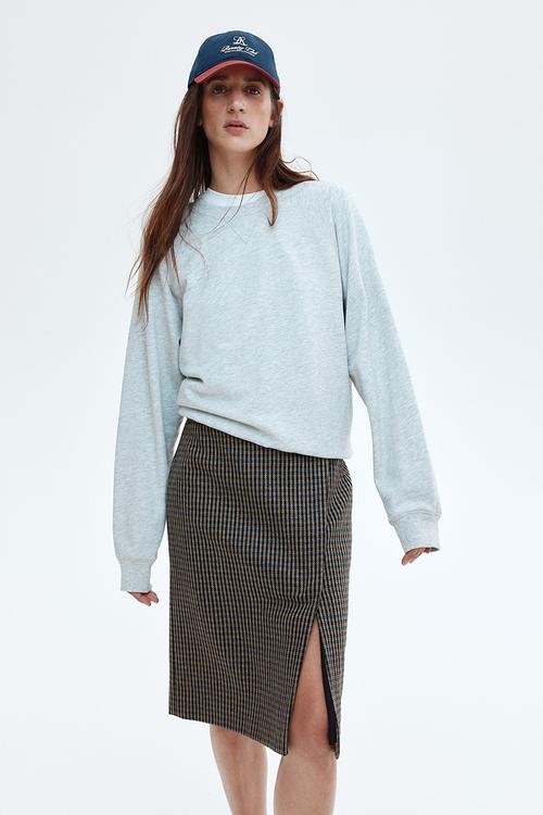 Twill skirt - dark brown/checked