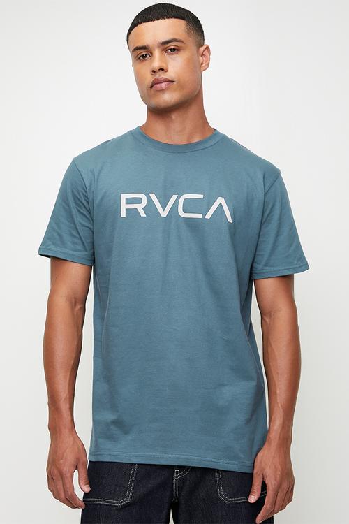 Big Rvca Ss Red Stitch - Duck Blue - Grey Logo