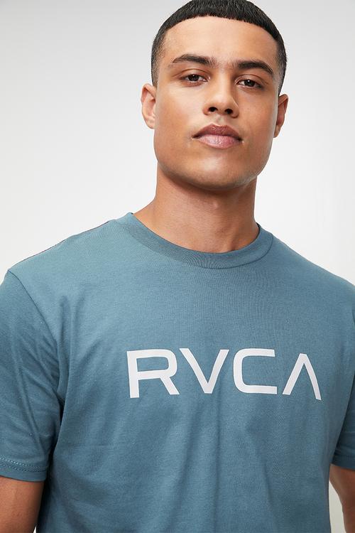 Big Rvca Ss Red Stitch - Duck Blue - Grey Logo