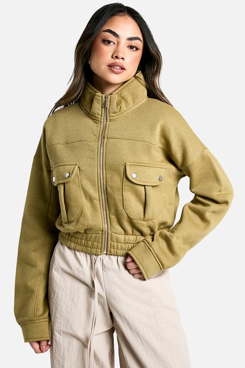 Pocket detail bomber jacket - olive