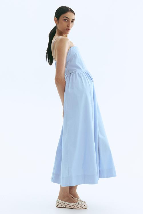 Cotton strappy dress - light blue