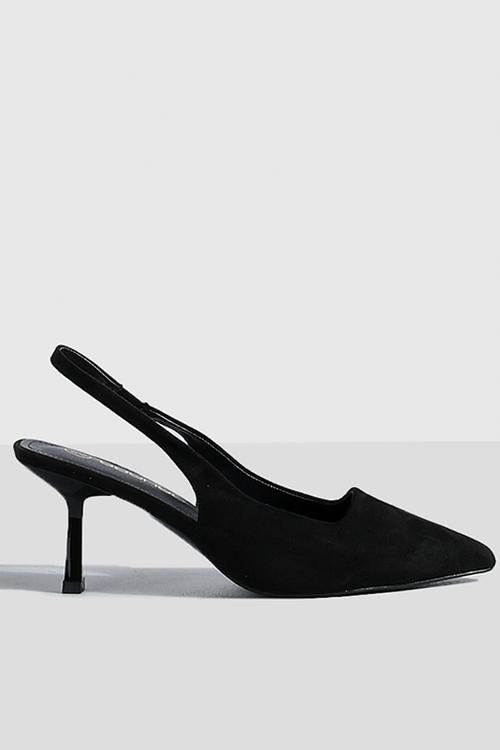 Low stiletto slingback court shoe - black