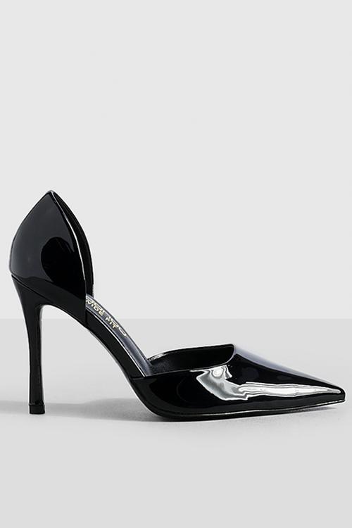 Wide Fit Patent Cut Out Court Shoe