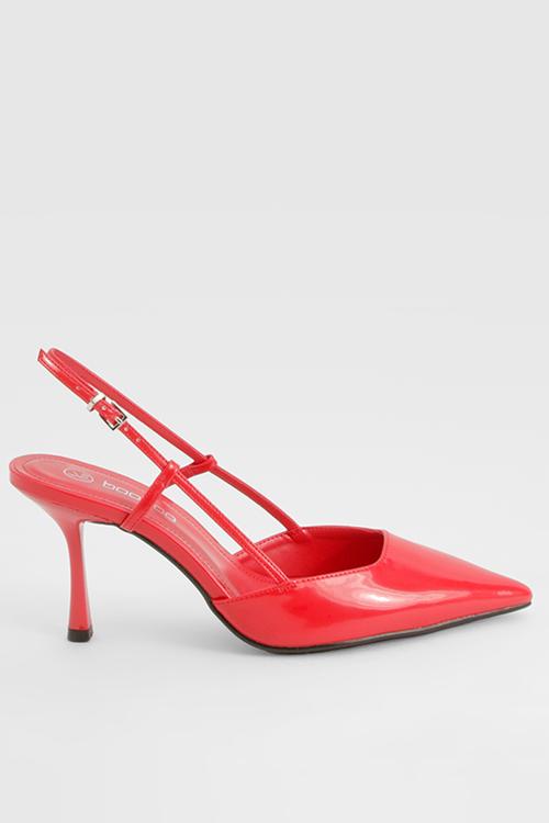 Slingback box pointed court shoes - red
