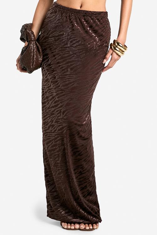 Zebra devoure maxi skirt - chocolate