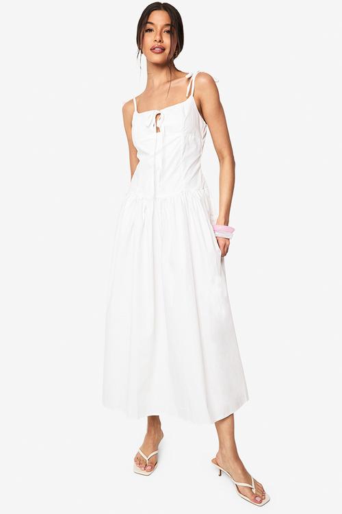 Tie detail strappy midaxi dress - white