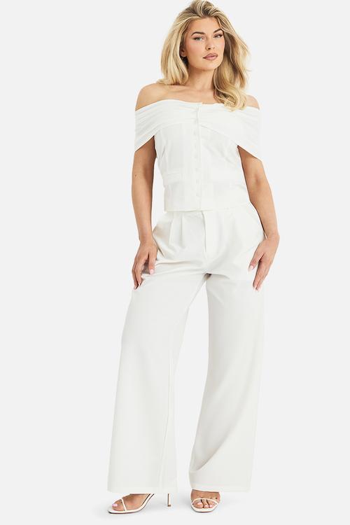 Tailored bardot button waistcoat - ivory