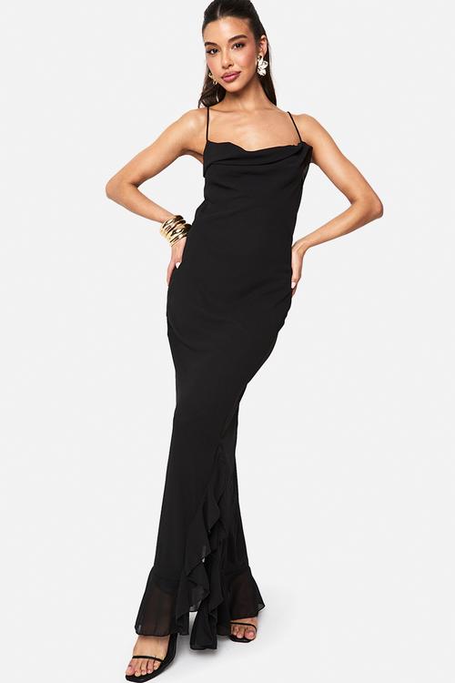 Dropped waist pleated maxi dress