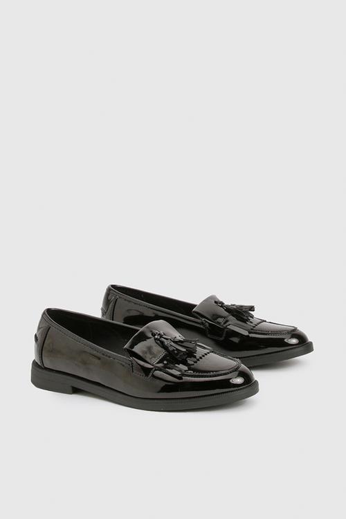 Patent tassel loafers - black