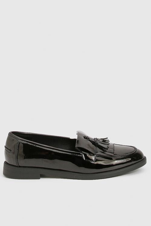 Patent tassel loafers - black