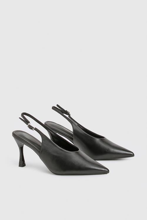Mid stiletto slingback court shoes - black