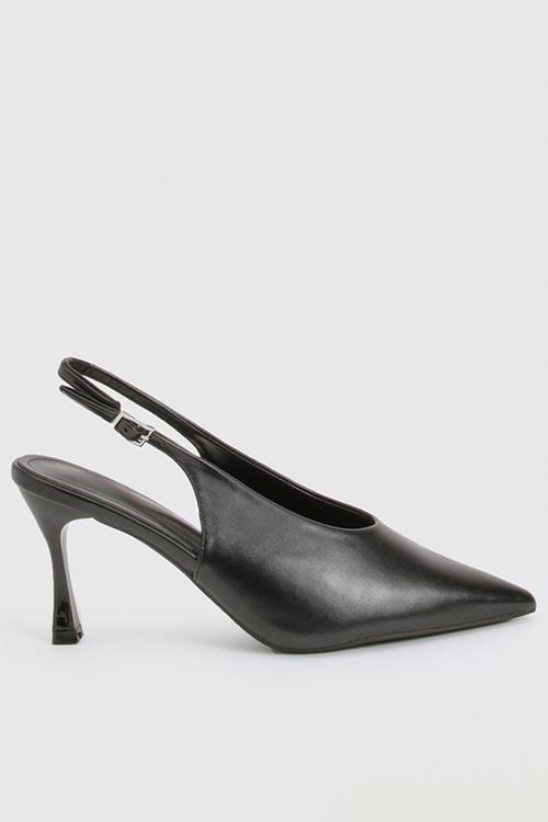 Mid stiletto slingback court shoes - black