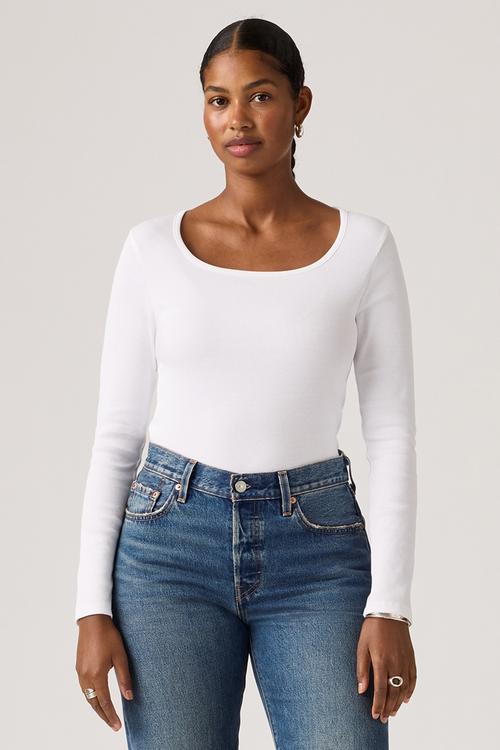 Essential sqrd neck long sleeve - bright white rib