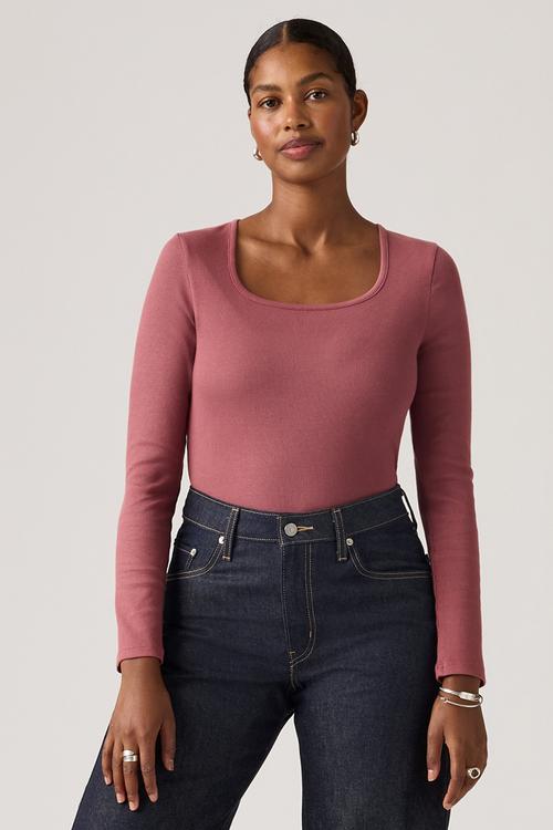Essential sqrd neck long sleeve - garment dye fa rushed berry rib