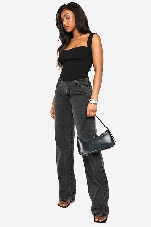 Bengaline cup detail corset top - black