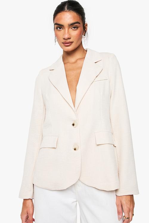 Boucle tailored blazer - stone