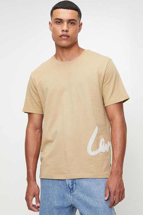 SP SIDE EMBROIDERY TEE - TRAVERTINE