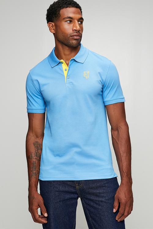 Aiden Slim Fit Pique Golfer - Blue