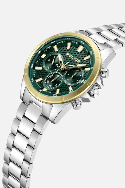 Steel Case Green Dial Steel Bracelet Strap - Silver