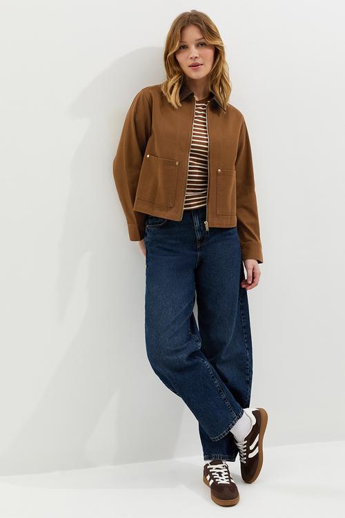 Belle cotton barn jacket - tan