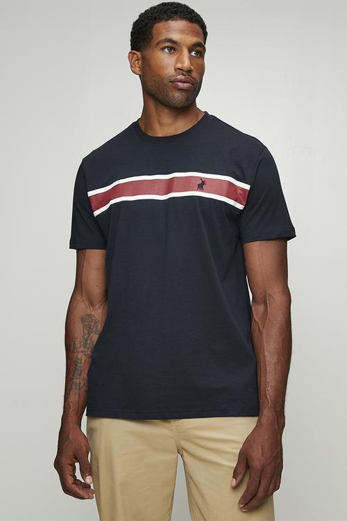 Asher Printed Stripe Short sleeve Tee - Navy