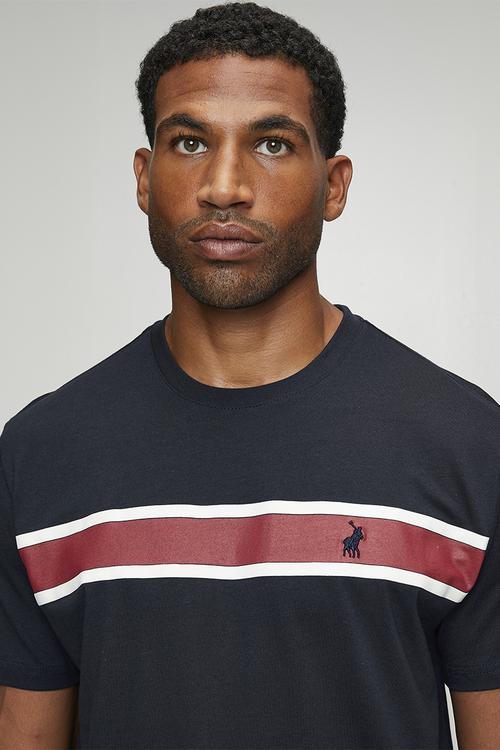 Asher Printed Stripe Short sleeve Tee - Navy