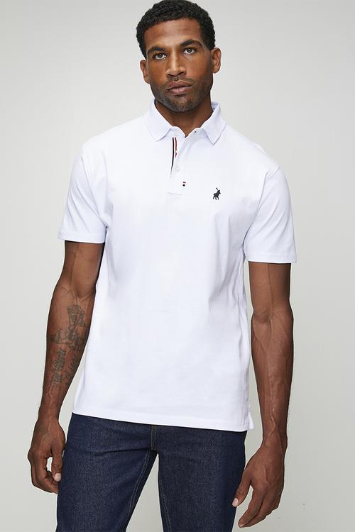Jensen Badge Short sleeve Golfer - White