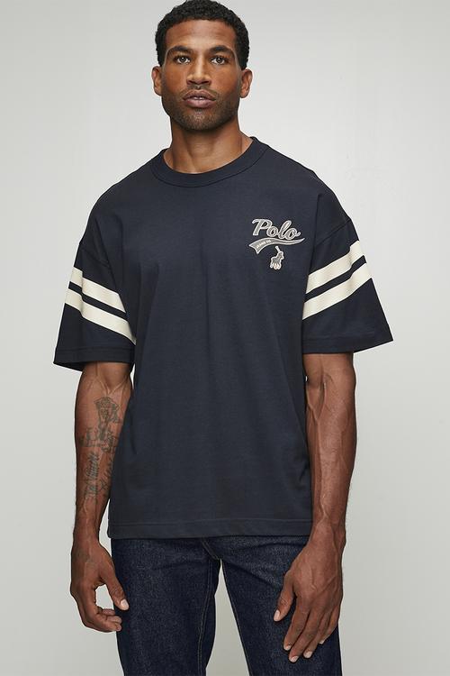 Bheki Pjc Short sleeve Stripe Logo Tee - Navy
