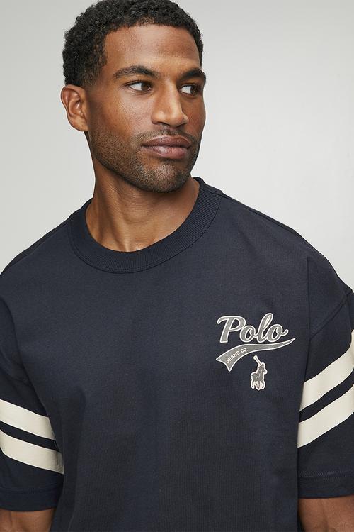 Bheki Pjc Short sleeve Stripe Logo Tee - Navy