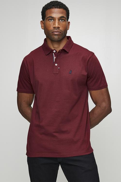 Jensen Badge Short sleeve Golfer - Burgundy