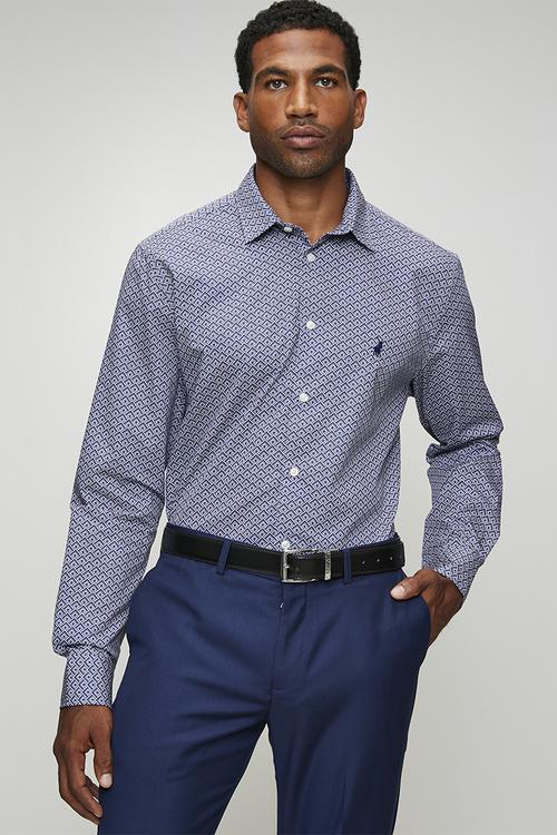 Grayy Geo Print Long sleeve Shirt - Blue