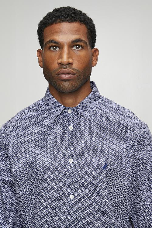 Grayy Geo Print Long sleeve Shirt - Blue