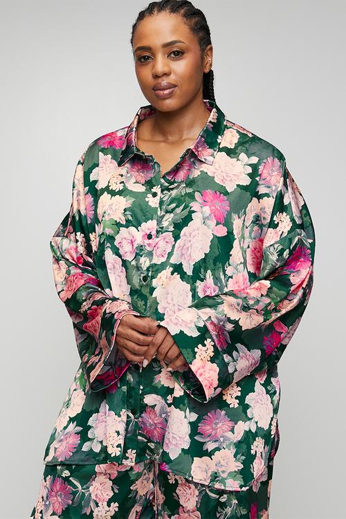 Plus jade shirt - green print