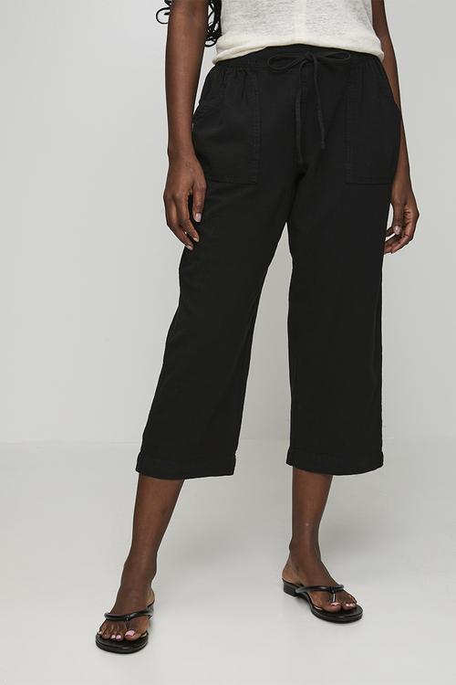 Drawcord Easy Wearing Straight Leg Pant - Black