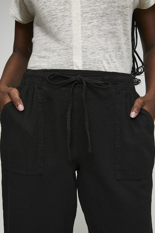 Drawcord Easy Wearing Straight Leg Pant - Black