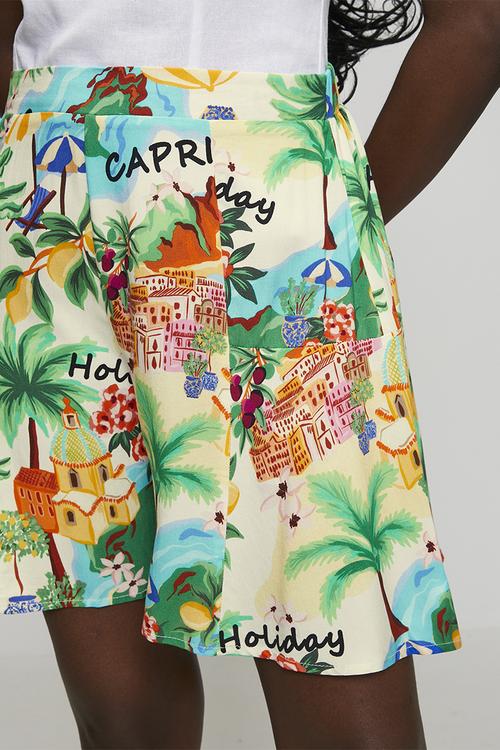 High Waist Easy Wearing Viscose Short - Multi