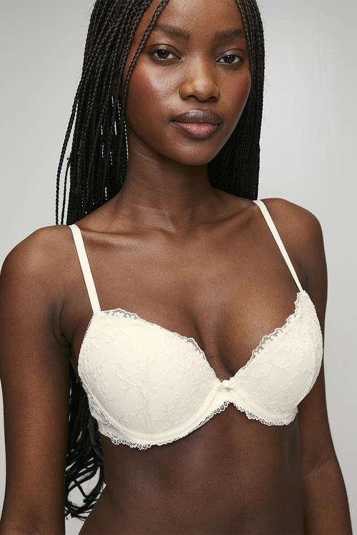 Embroidered push-up bra - white