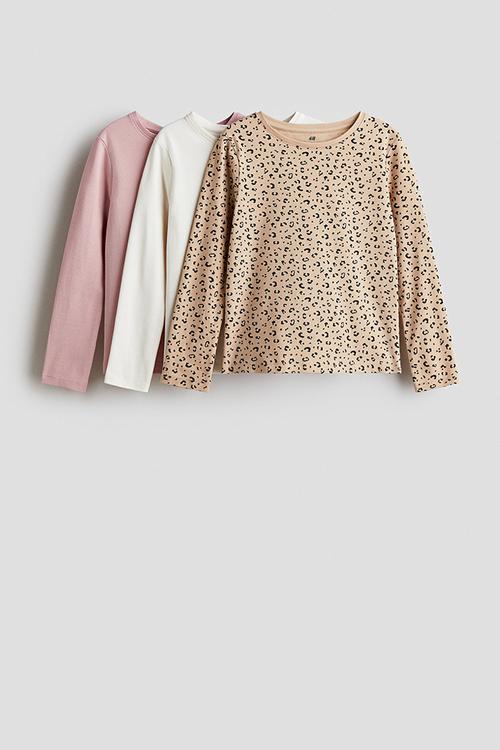 3-Pack long-sleeved tops - light beige leopard print