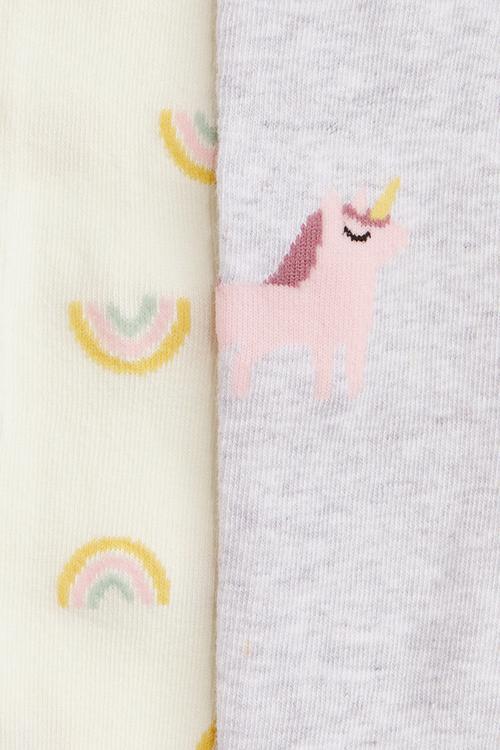 2-Pack fine-knit tights - white rainbows