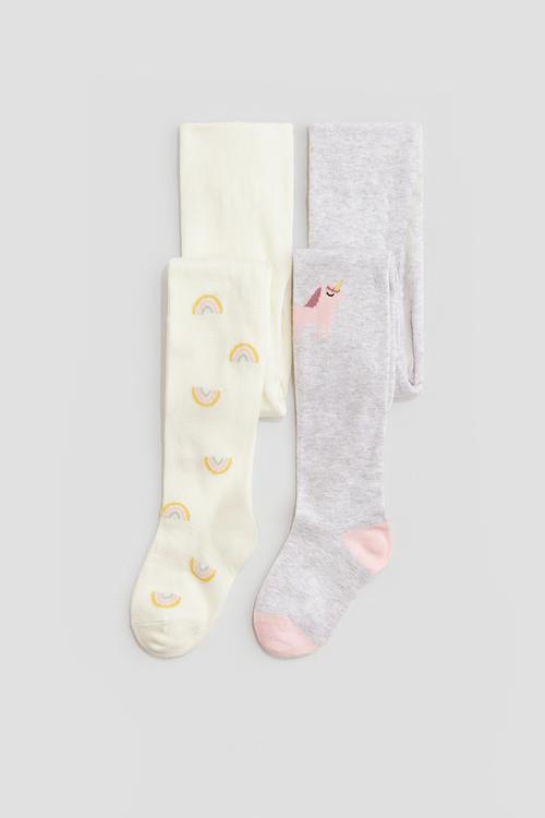 2-Pack fine-knit tights - white rainbows