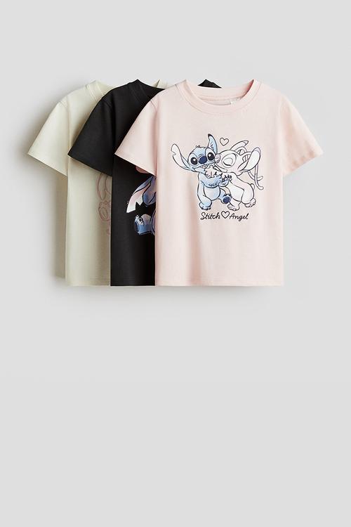 3-Pack printed jersey tops - light pink lilo & stitch